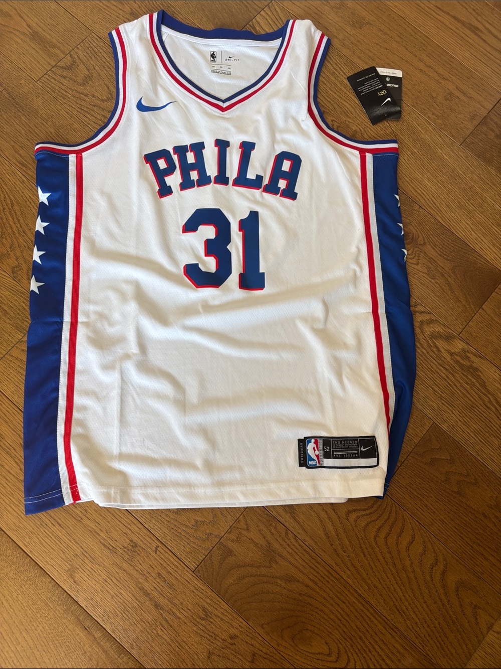 Nike sixers PHILA #31 Curry Jersey with Blue & Red Trim